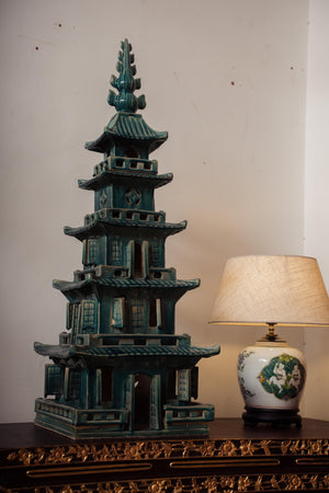 Green Glazed Porcelain Pagoda