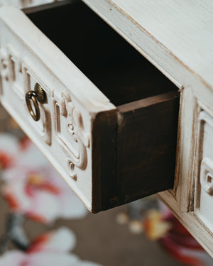 Rustic White Lacquer Distressed Coffee Table