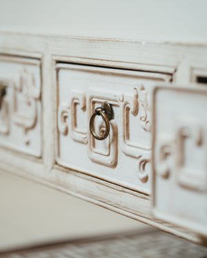 Rustic White Lacquer Distressed Coffee Table