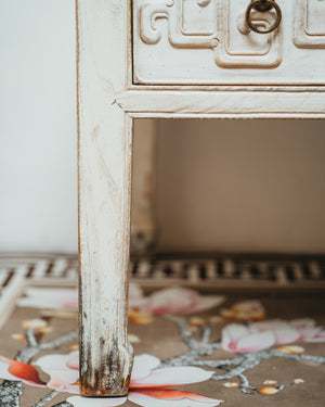 Rustic White Lacquer Distressed Coffee Table