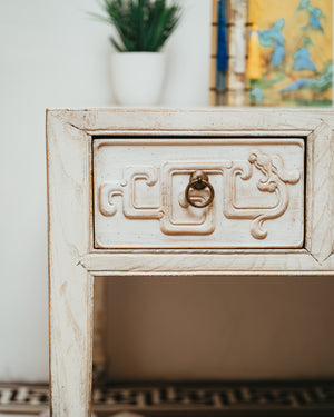 Rustic White Lacquer Distressed Coffee Table