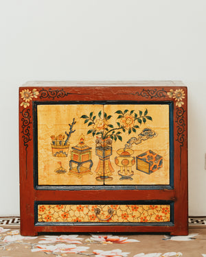 Side Board Drawn In the Motif of Blossoming Peonies