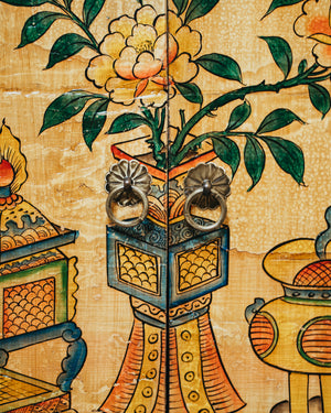 Side Board Drawn In the Motif of Blossoming Peonies