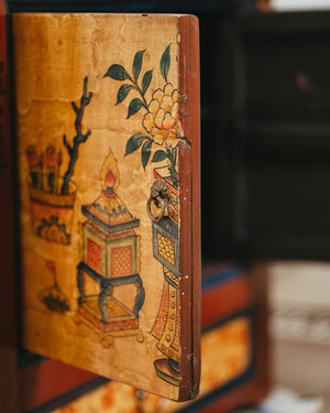 Side Board Drawn In the Motif of Blossoming Peonies