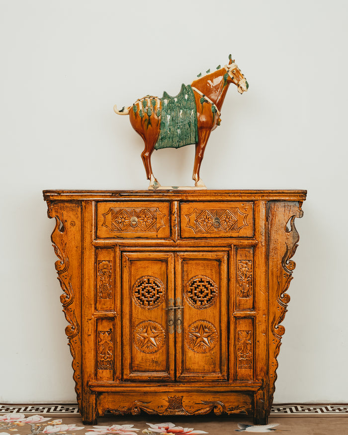 Wooden Trapezoid Side Cabinet