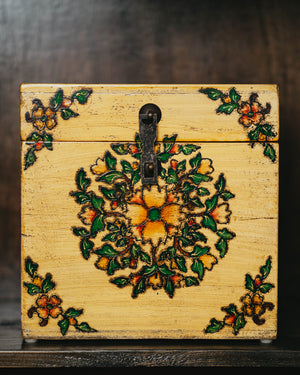 Tall Lacquered Black Cabinet with Yellow Door Panels