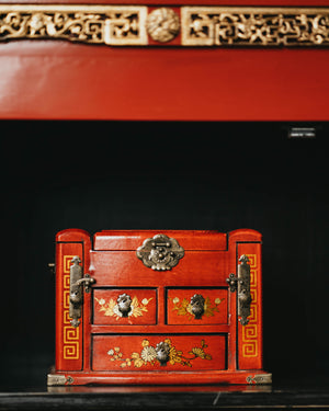 Lacquered Red Tall Wedding Cabinet