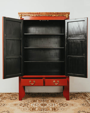 Lacquered Red Tall Wedding Cabinet