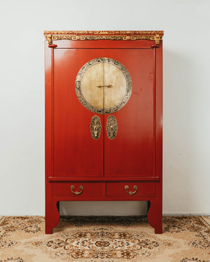 Lacquered Red Tall Wedding Cabinet