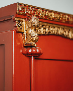 Lacquered Red Tall Wedding Cabinet