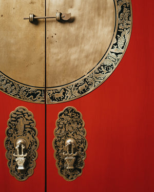 Lacquered Red Tall Wedding Cabinet