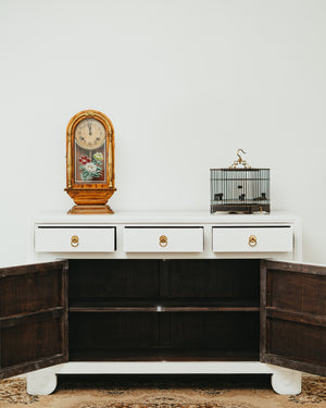 Sleek Scroll Leg Sideboard in White Lacquer