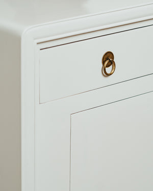 Sleek Scroll Leg Sideboard in White Lacquer