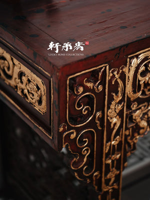 writing table with elaborately carved spandrels and apron
