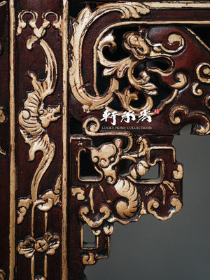 writing table with elaborately carved spandrels and apron