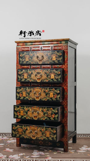 Hand drawn Tibetan chest of drawers