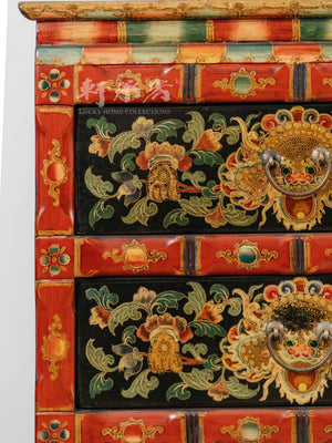Hand drawn Tibetan chest of drawers