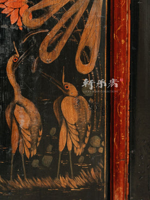 black lacquered hand drawn Teochew cabinet