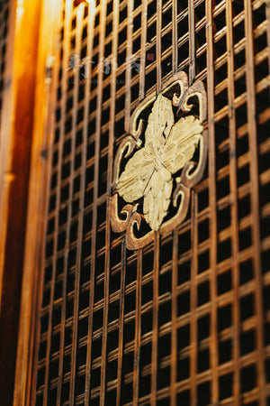 A latticework divider set of six panels