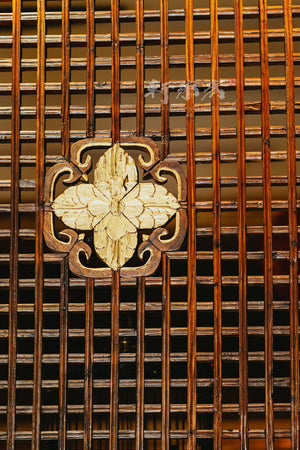 A latticework divider set of six panels