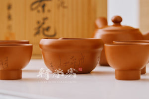 Red Clay Teapot Set with Cups