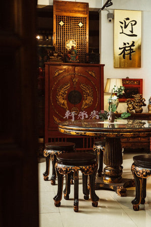 Dining Table with Four Stools