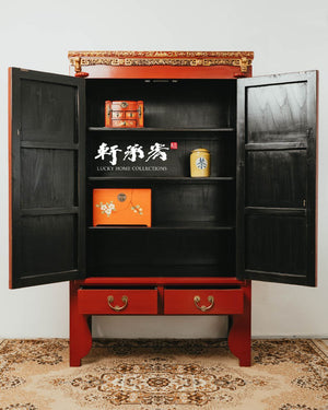 evocative red lacquer wardrobe