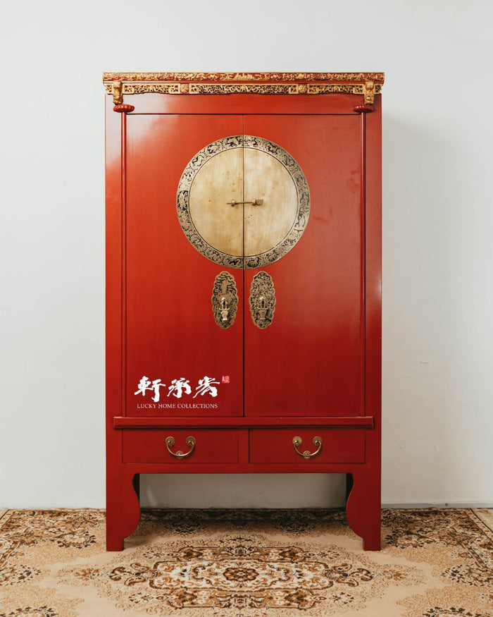 evocative red lacquer wardrobe