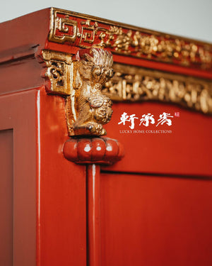 evocative red lacquer wardrobe