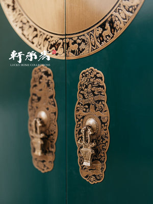 Shamrock Green Lacquer Zhejiang-style Wedding Cabinet