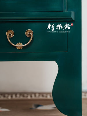 Shamrock Green Lacquer Zhejiang-style Wedding Cabinet