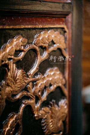 pair of latticework antique door panels
