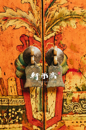 Rare Trunk-Headed Cabinet Hand Drawn in Traditional Auspicious Motifs