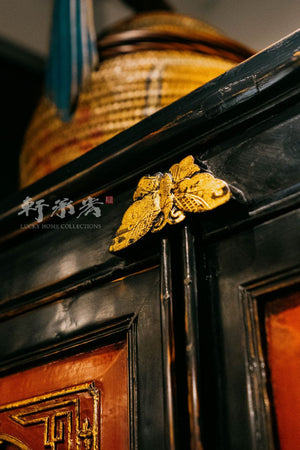 striking broad cabinet hand drawn in floral and figure motifs